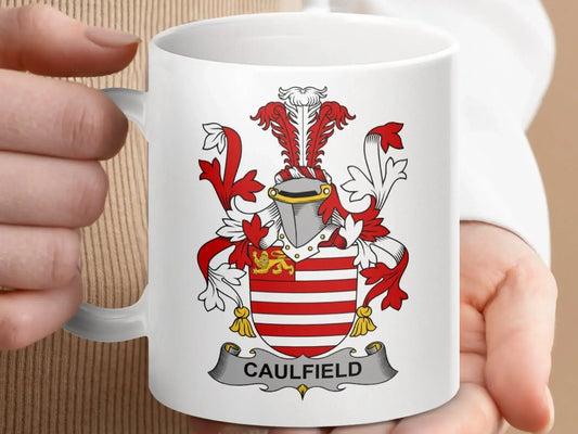 Caulfield Surname Irish Family Crest Mug - Celtic Ancestry Gifts