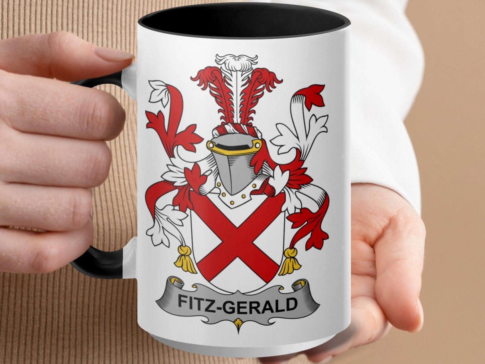 Fitz-Gerald Surname Family Coat of Arms Mug - Celtic Ancestry Gifts