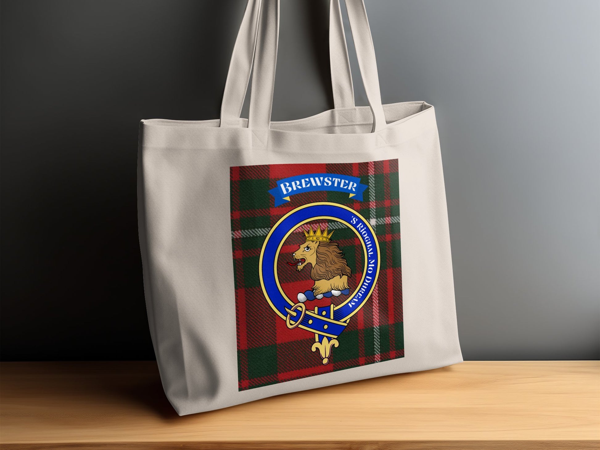 Brewster clan Scottish Tartan Background Tote Bag - Living Stone Gifts