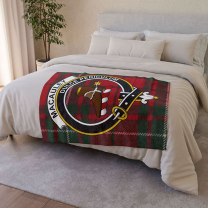 MacAuley Clan Tartan Blanket – Scottish Crest Throw, Soft & Cozy - Celtic Ancestry Gifts