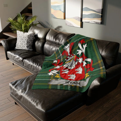 Ryan Surname Irish Coat Of Arms Tartan Blanket
