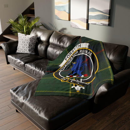 Forsyth Clan Tartan Blanket – Scottish Crest Throw