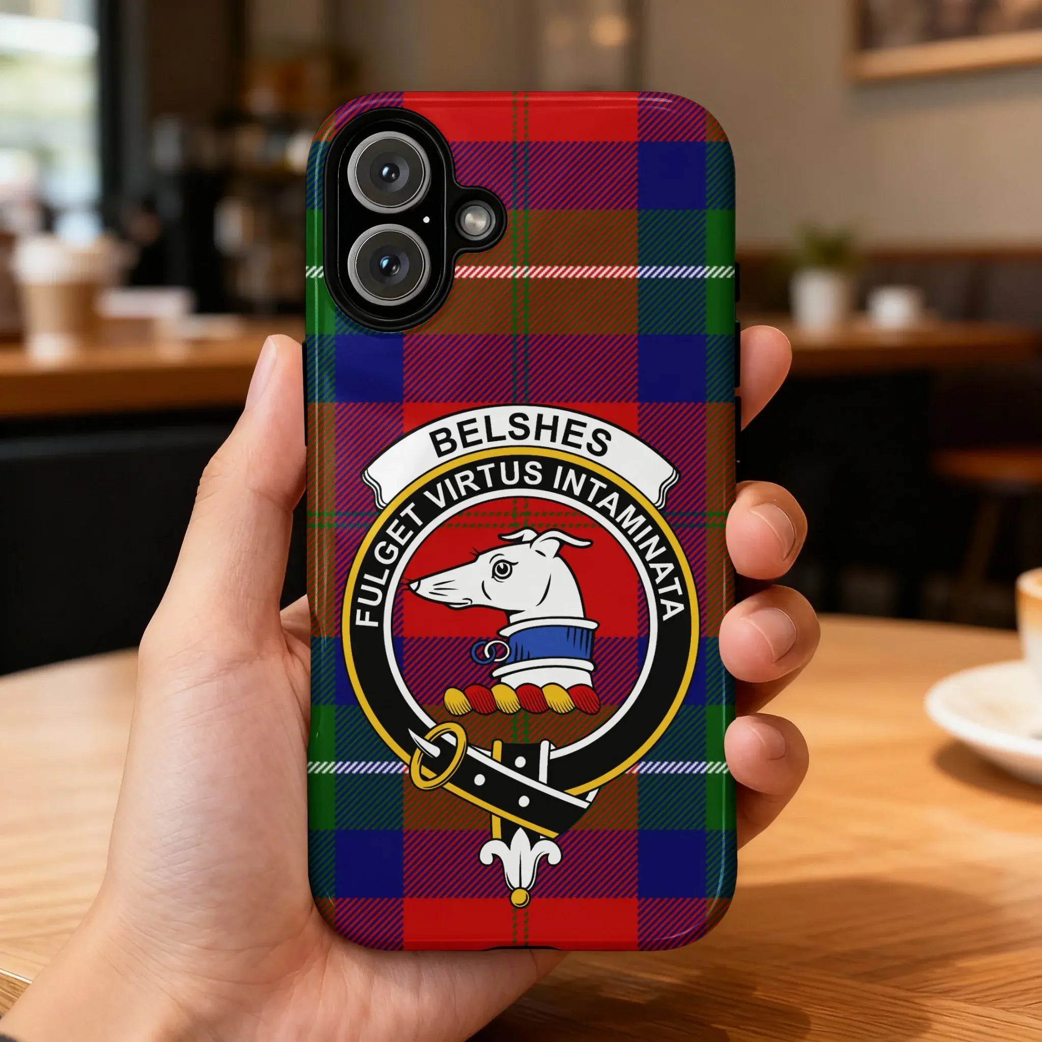 Belshes Fulget Virtus Intaminata Tartan Phone Case