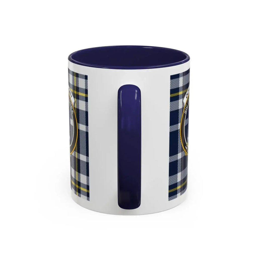 Navy Blue and White Plaid Checkered Pattern Mug