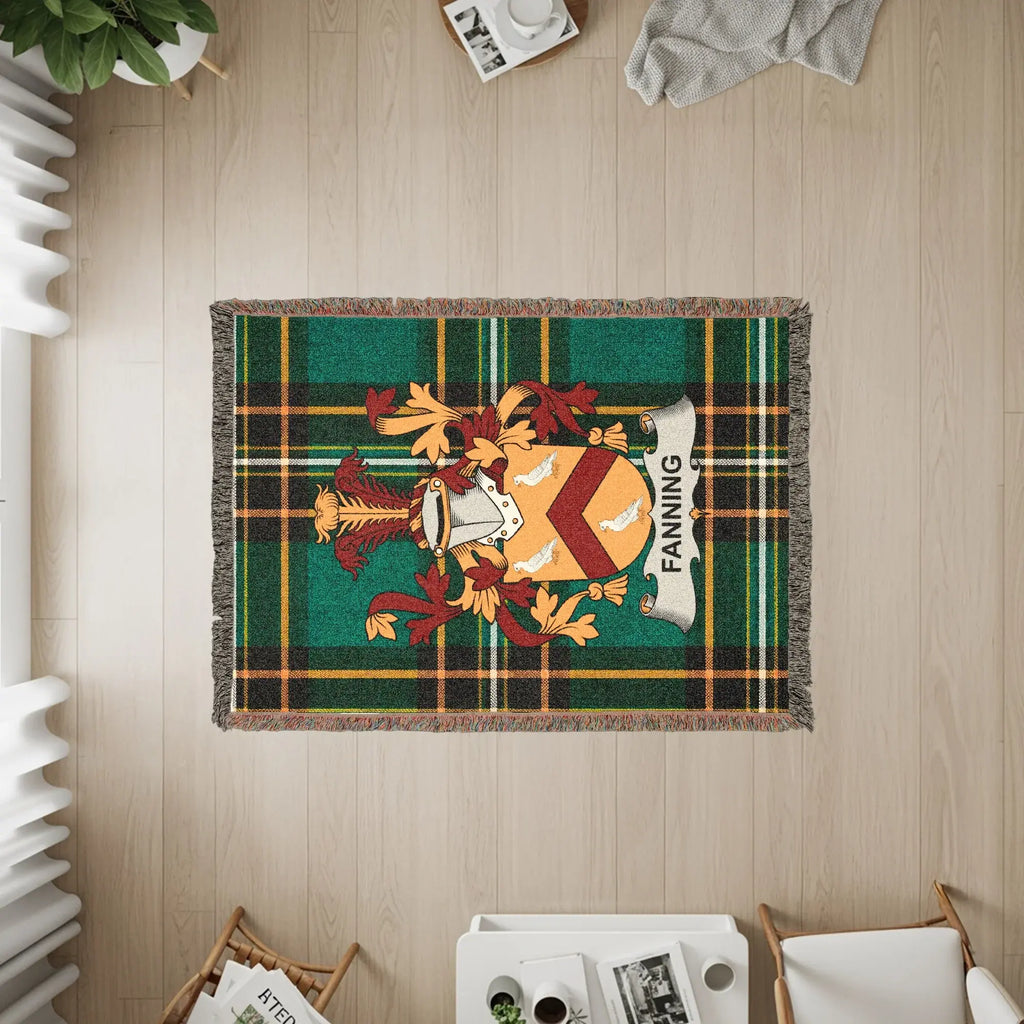 Fanning Family Crest Green Tartan Plaid Blanket product type
