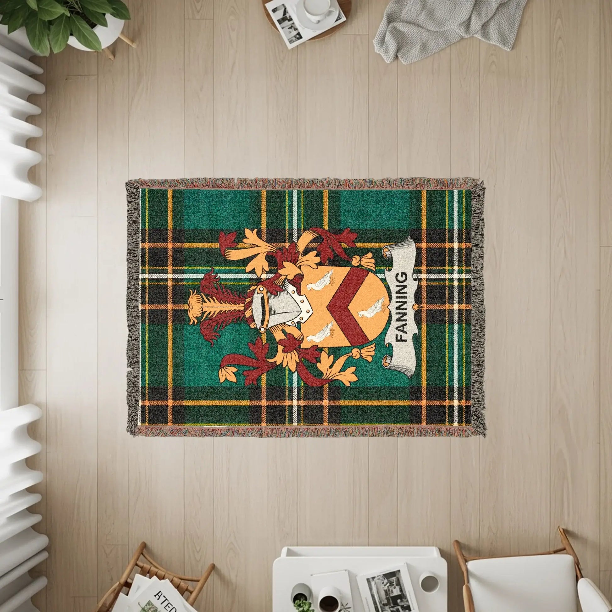 Fanning Family Crest Green Tartan Plaid Blanket product type