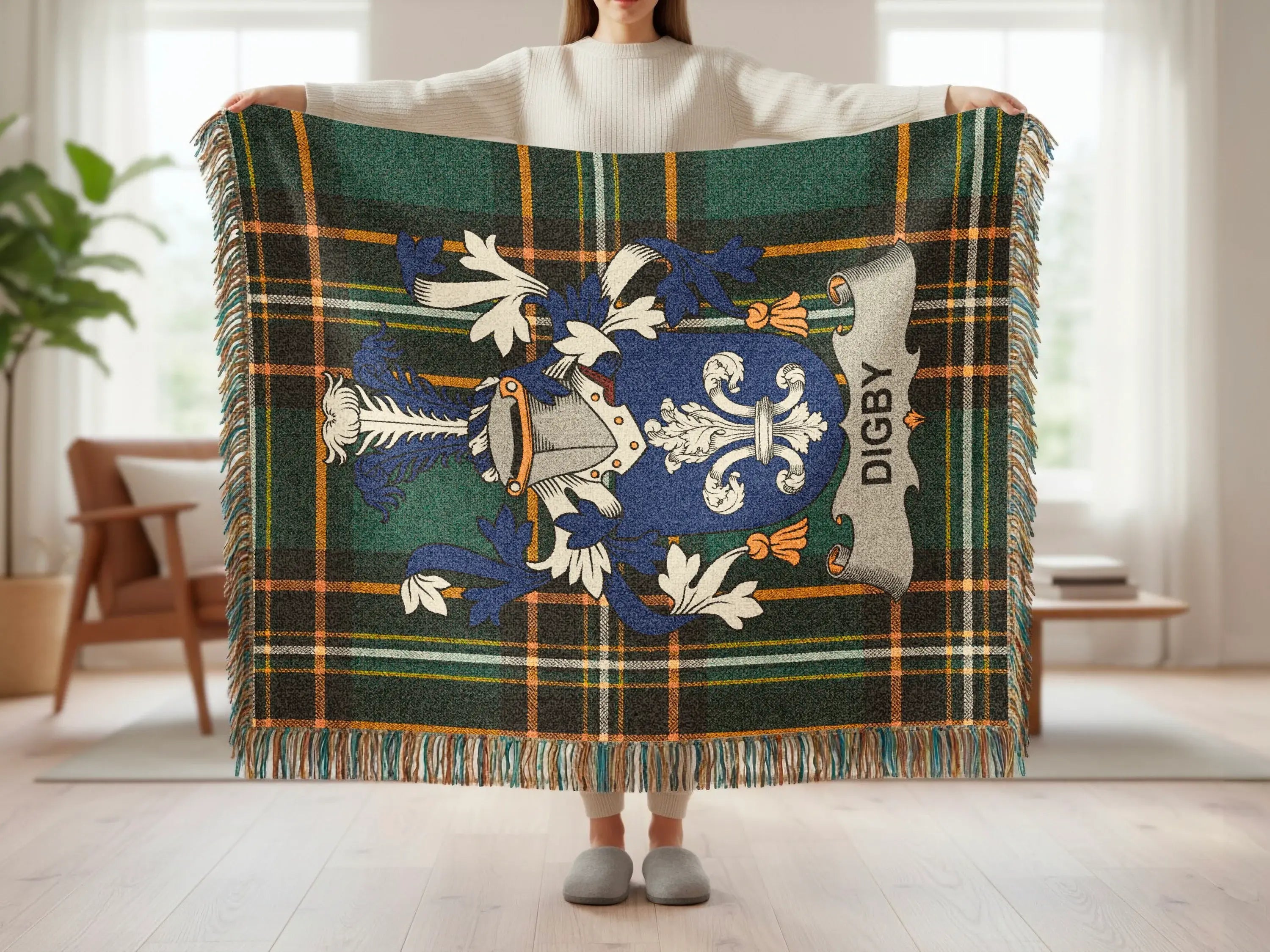 Digby Family Crest Plaid Throw Fringed product type