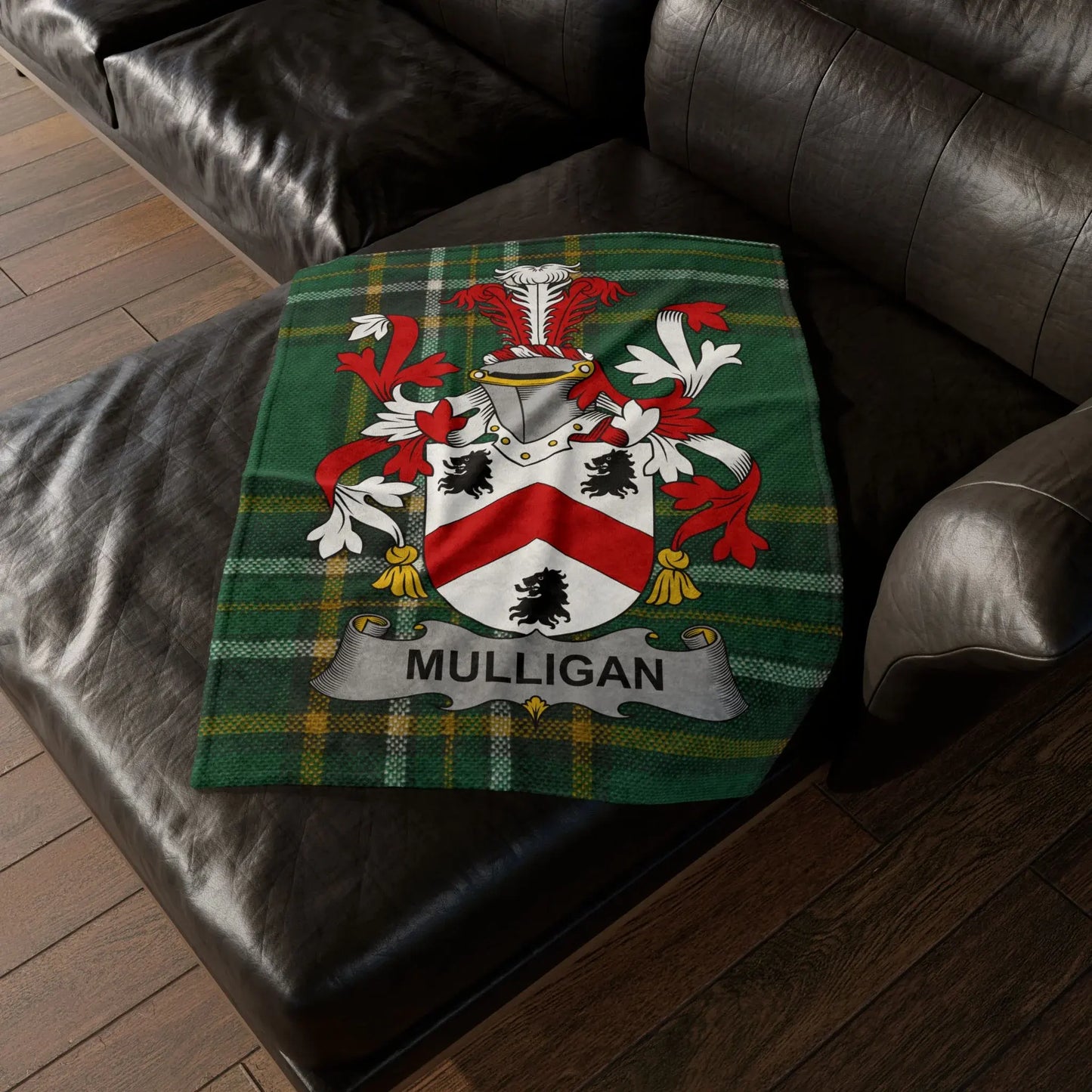 Mulligan Surname Coat Of Arms Irish Tartan Blanket