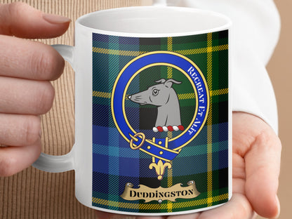 Clan Duddingston Scottish Tartan Crest Mug - Living Stone Gifts