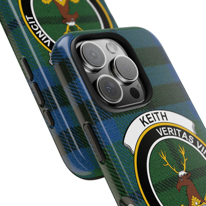 Keith Clan Crest on Tartan Background Cell Phone Case - Celtic Ancestry Gifts