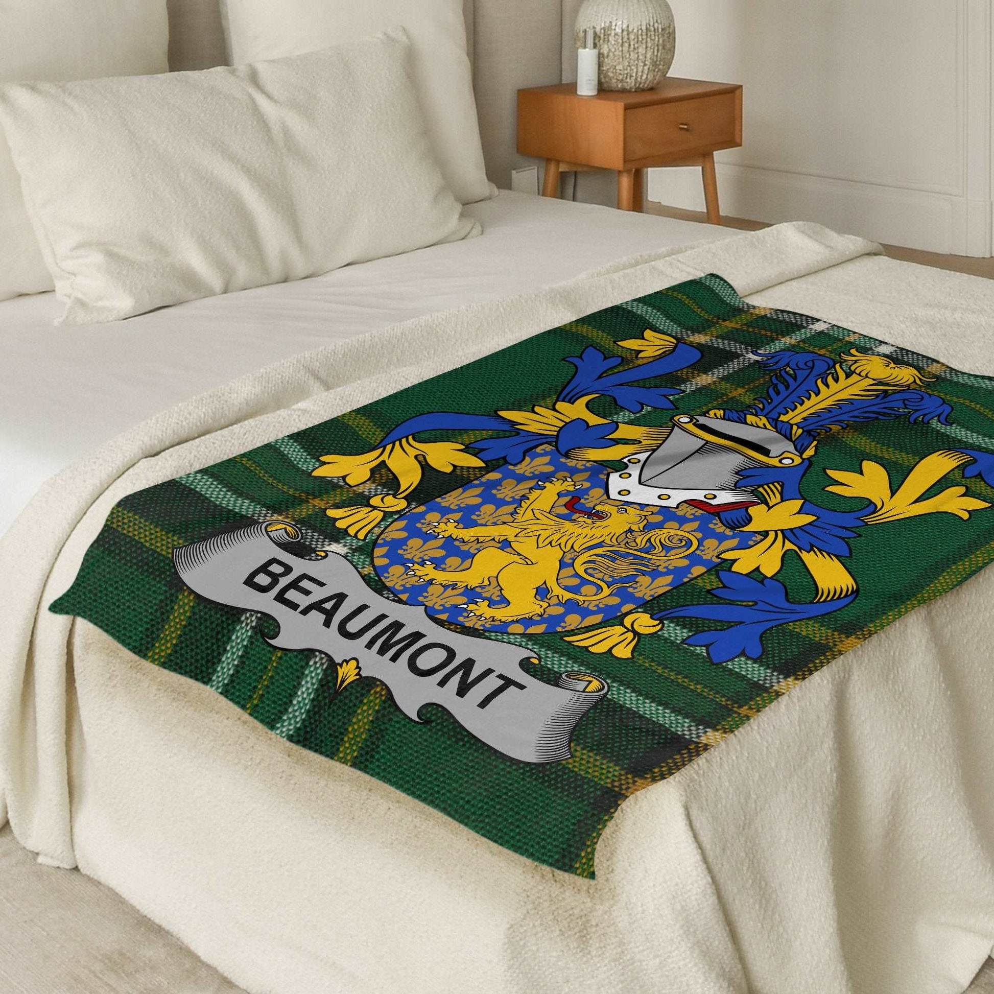 Beaumont Surname Irish Tartan Throw Blanket - Living Stone Gifts