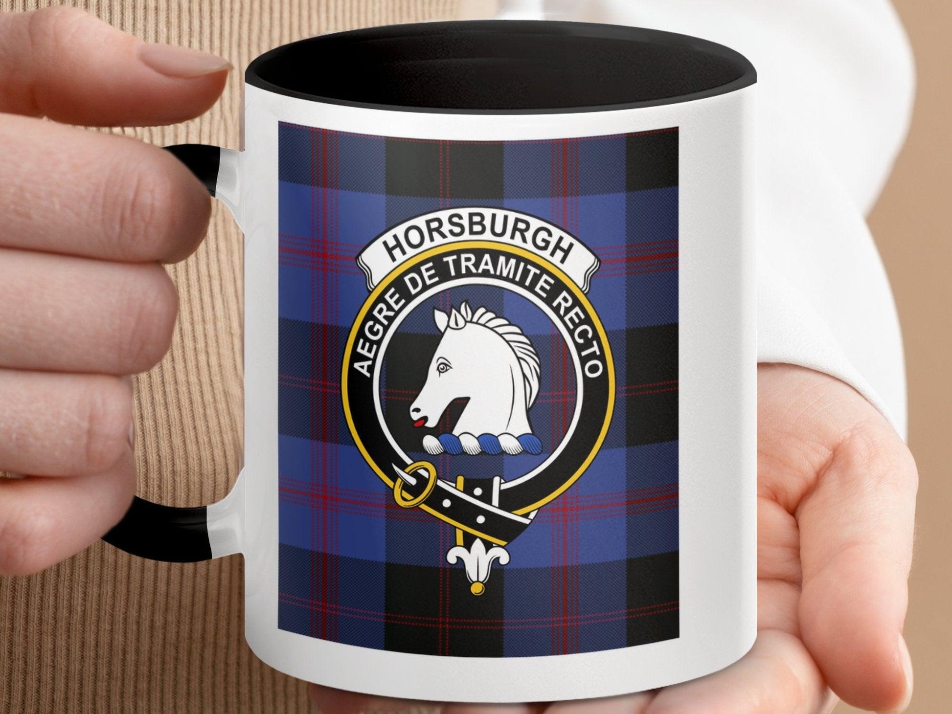 Horsburgh Clan Tartan Crest Plaid Pattern Coffee Mug - Living Stone Gifts