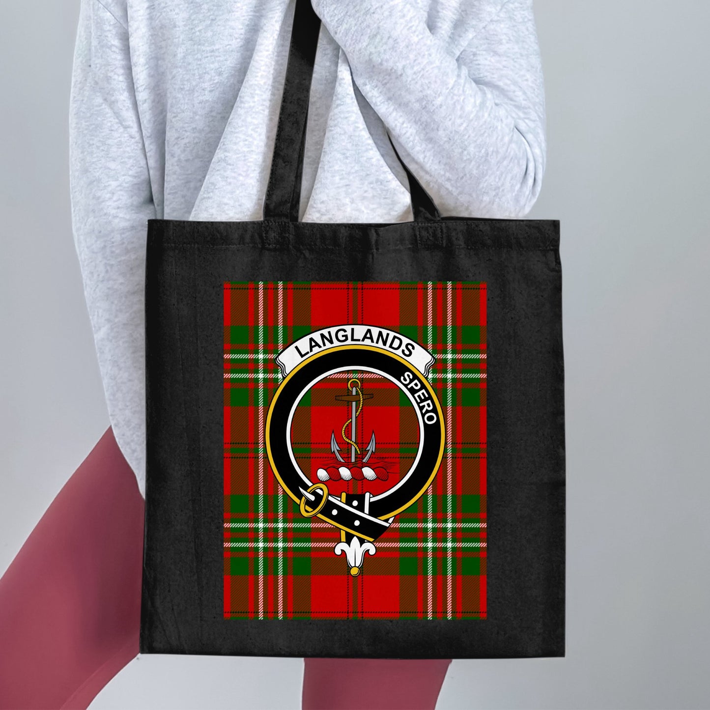 Clan Langlands Scottish Crest Tartan Tote Bag - Living Stone Gifts