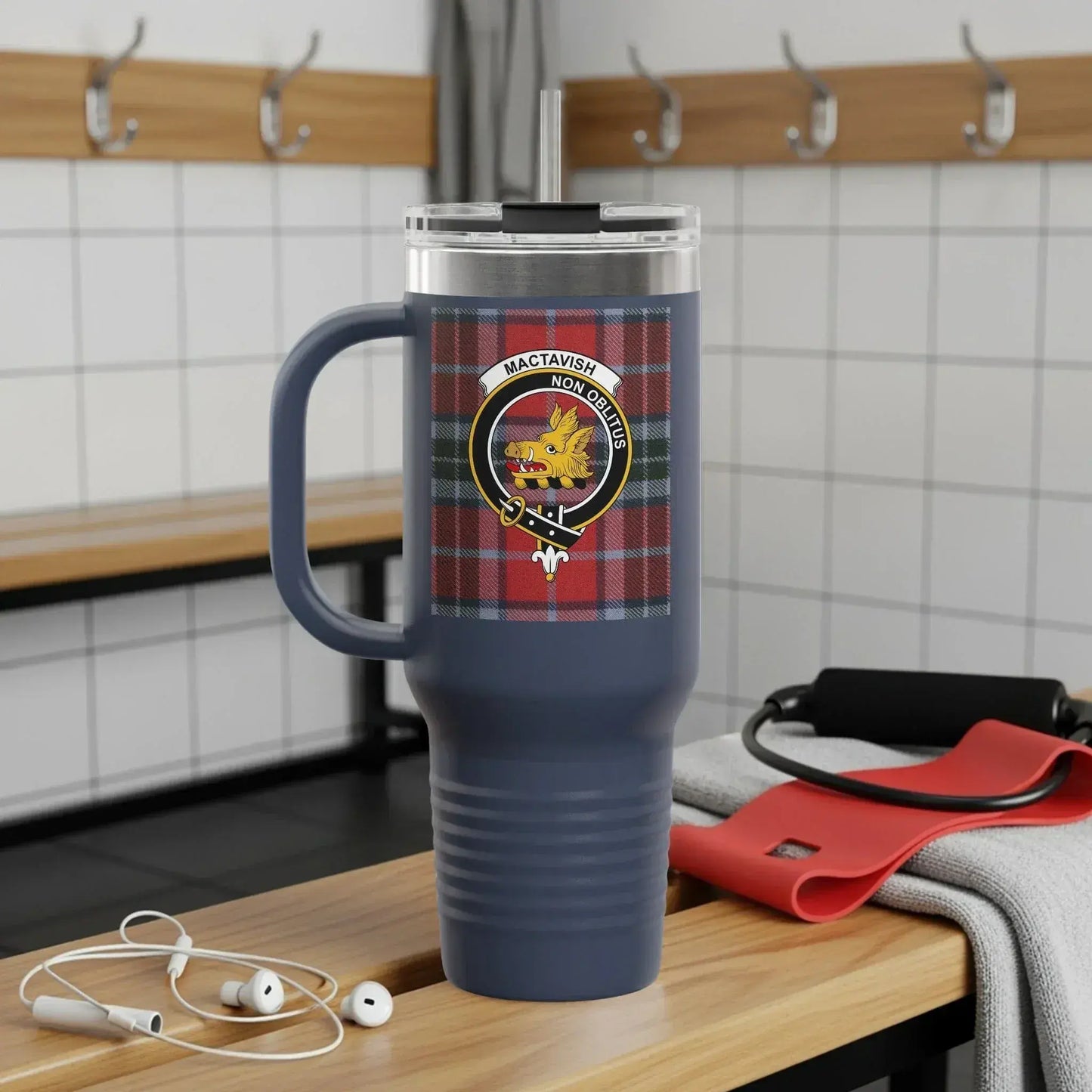 Mactavish Never Quit Plaid Insulated Travel Mug product