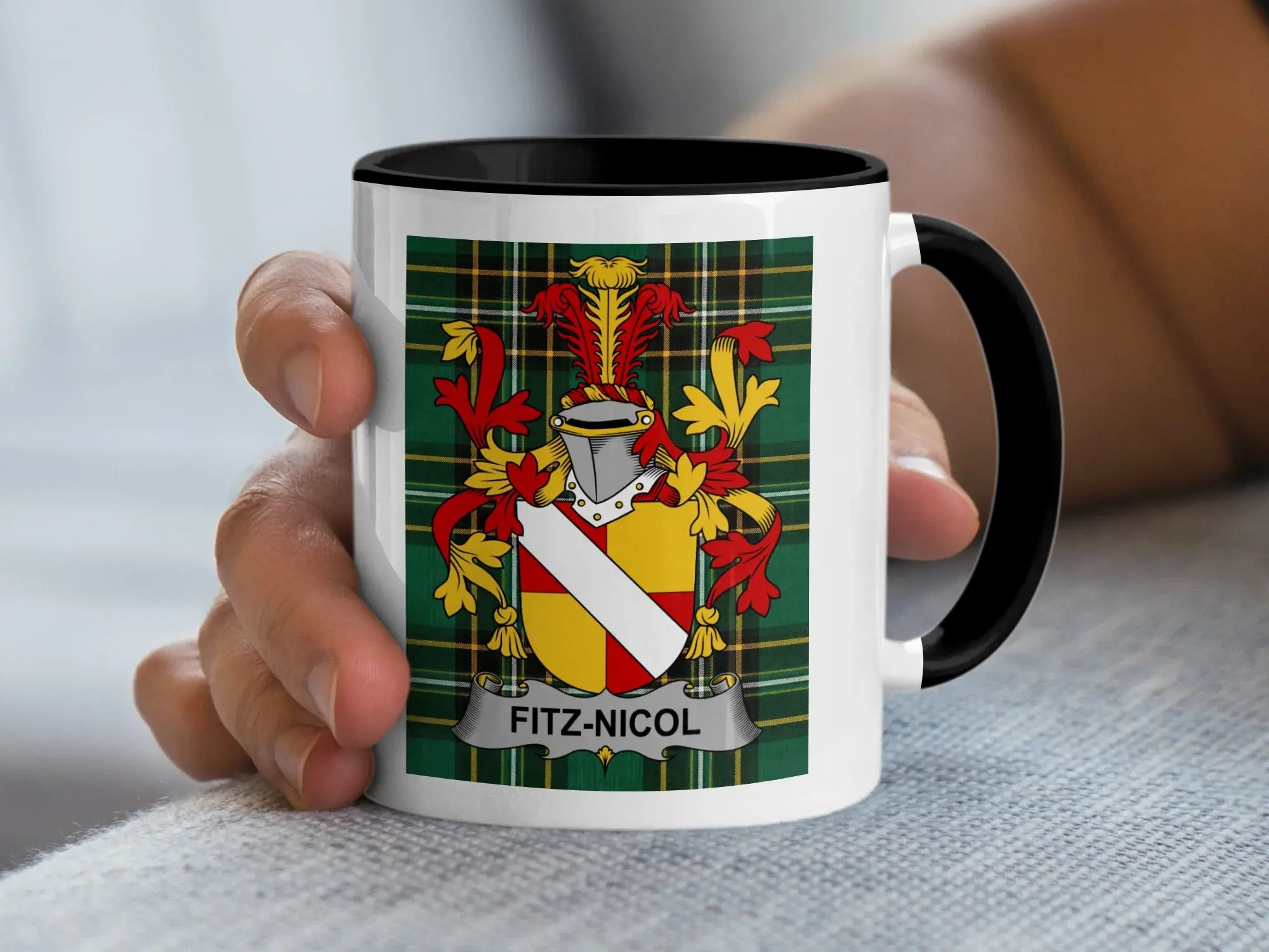 Fitz-Nicol Irish family crest black accent mug
