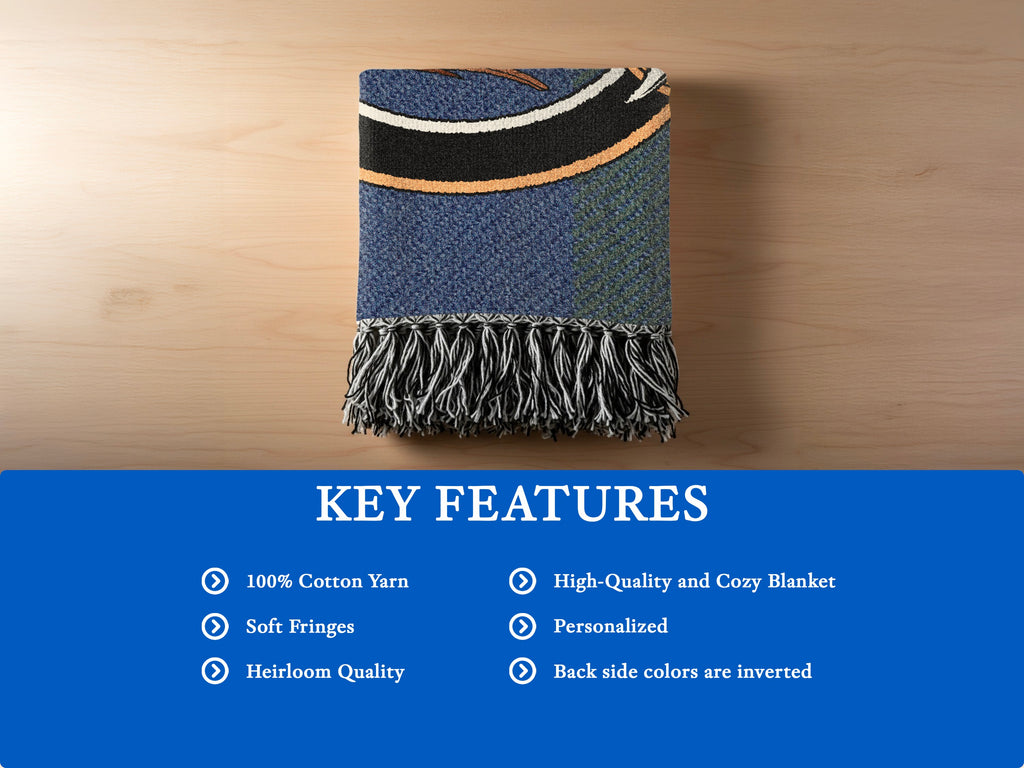 Agnew blanket features: 100% cotton yarn, soft fringes, heirloom quality and inverted reverse colours