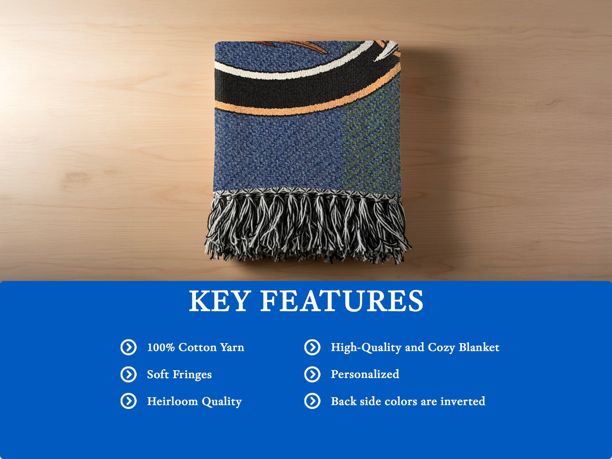 Agnew blanket features: 100% cotton yarn, soft fringes, heirloom quality and inverted reverse colours
