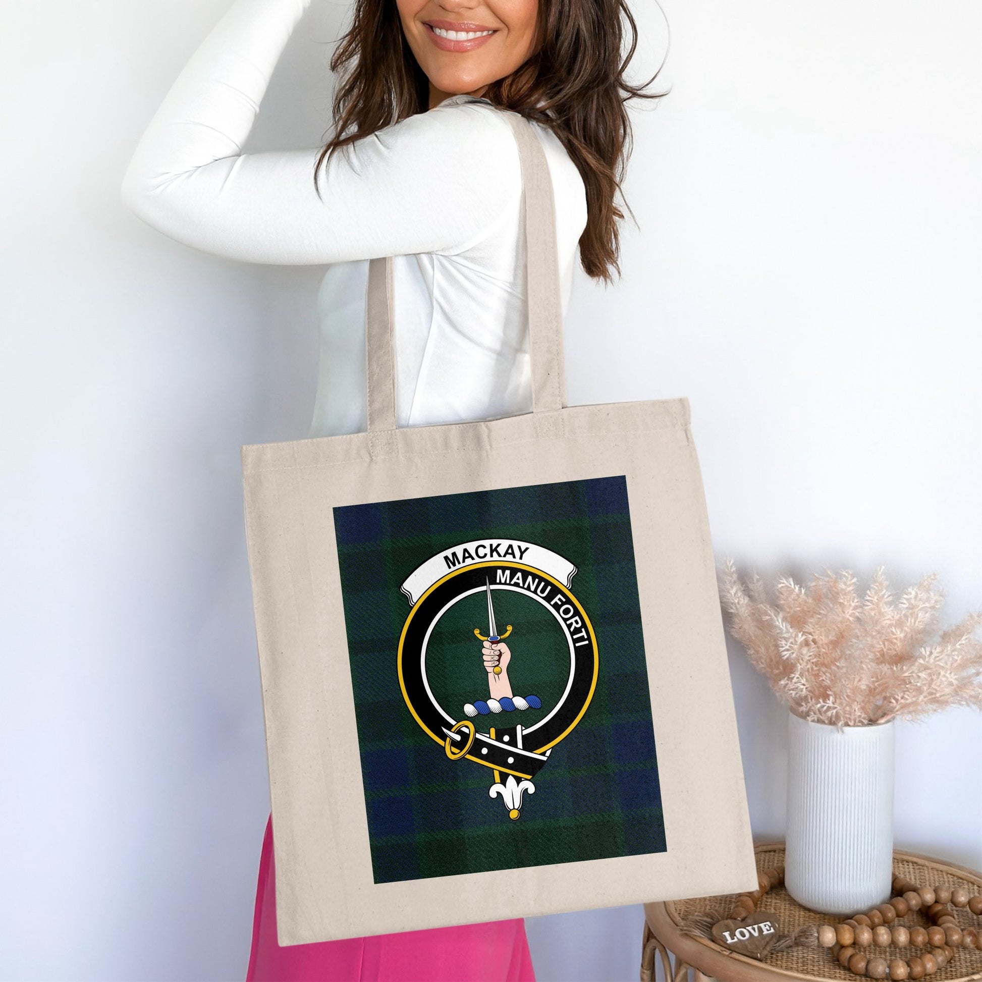 Clan Mackay Scottish Crest Tartan Tote Bag - Living Stone Gifts