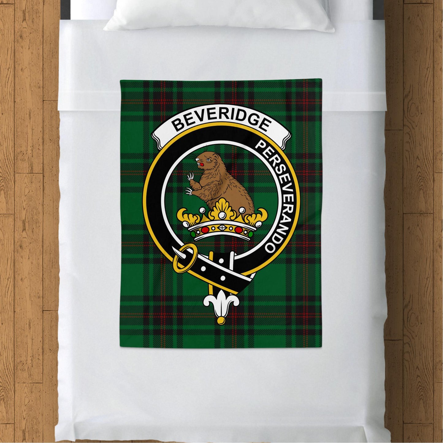 Beveridge Crest Perseverando Tartan Throw Blanket - Living Stone Gifts