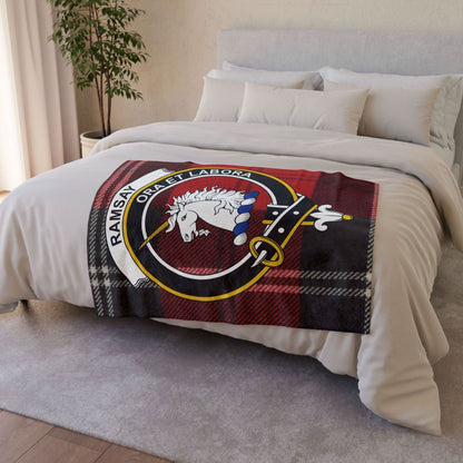 Ramsay Clan Tartan Blanket – Scottish Crest Throw, Soft & Cozy - Celtic Ancestry Gifts