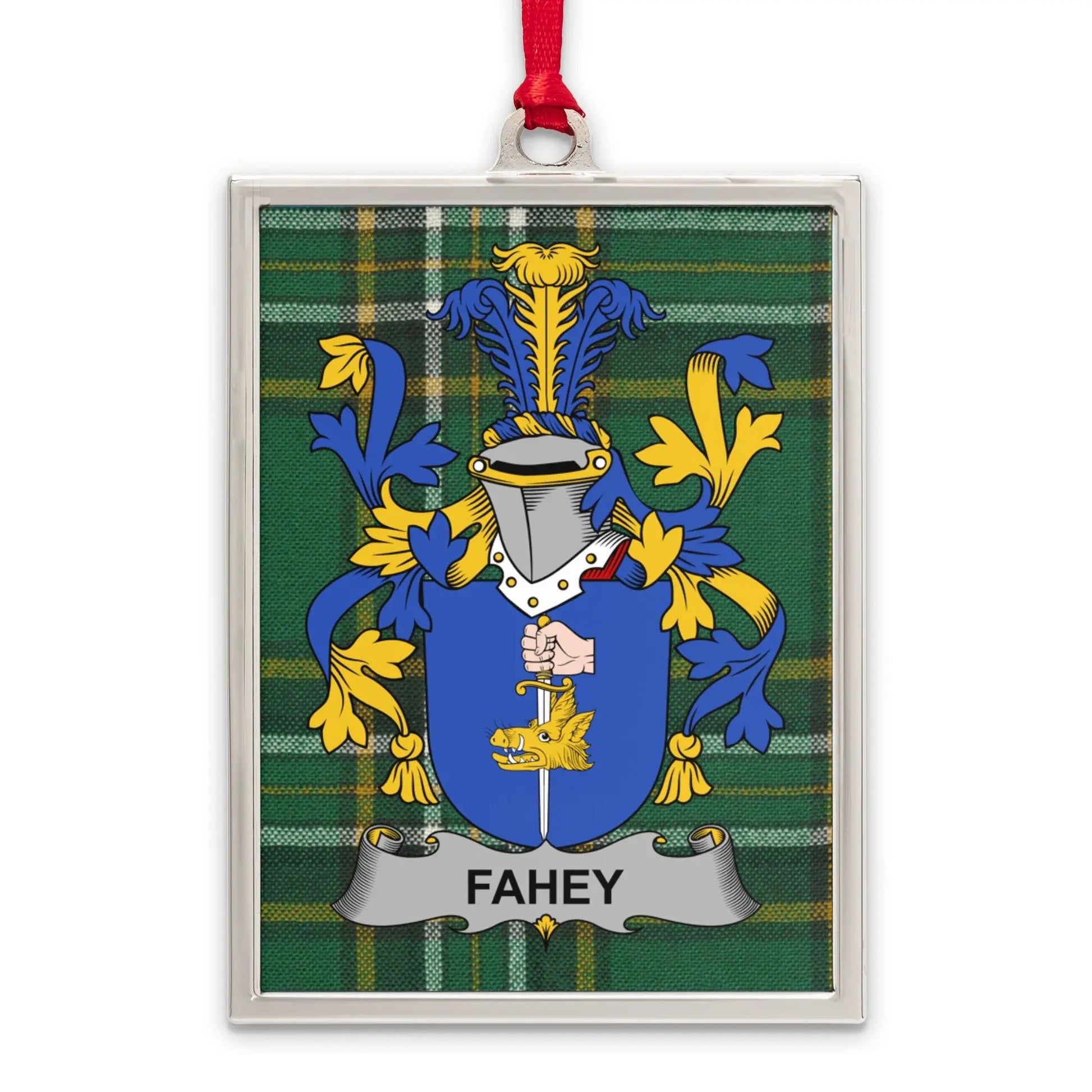 Fahey Family Crest Plaid Pattern Rectangular Ornament product