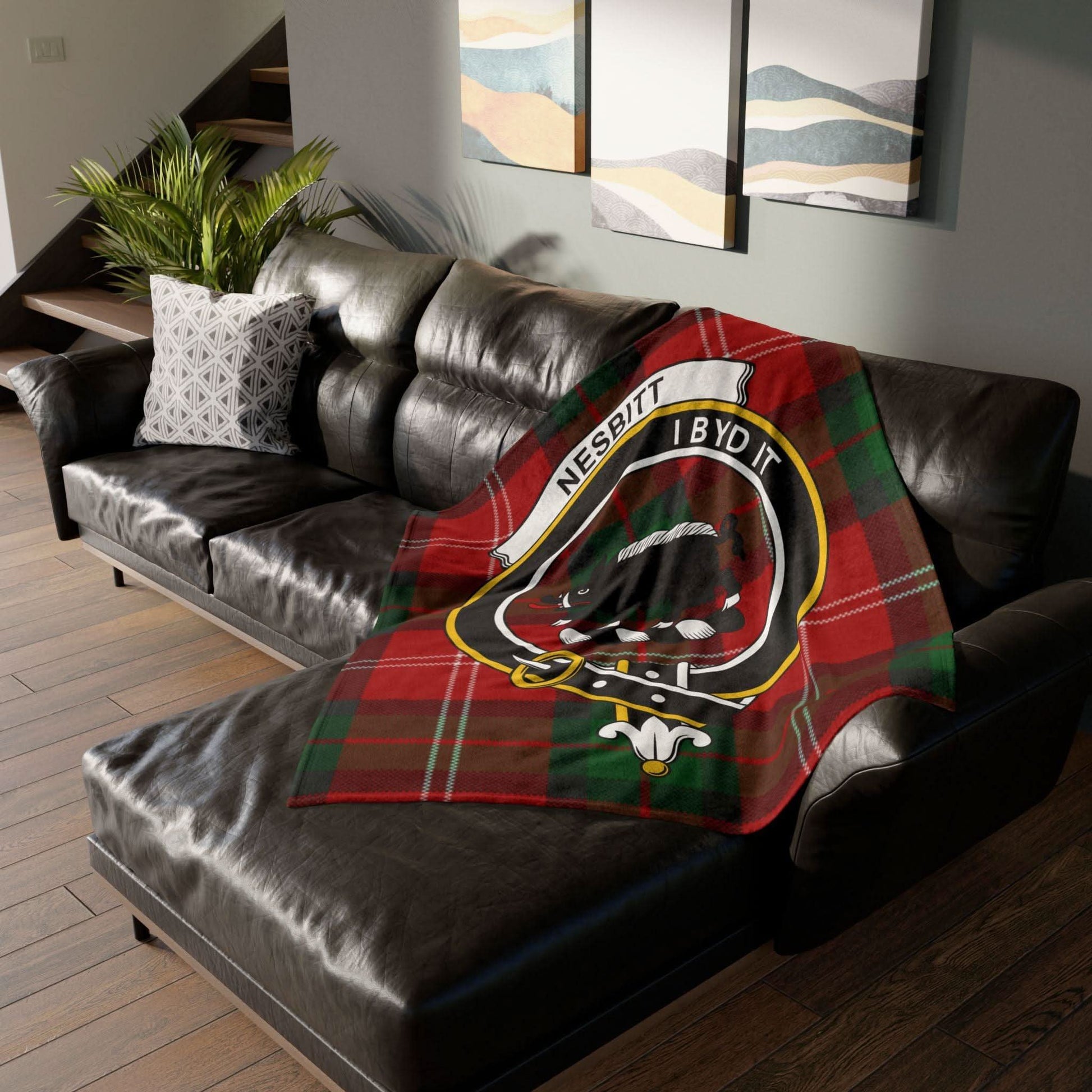 Nesbitt Clan Tartan Blanket – Scottish Crest Throw - Celtic Ancestry Gifts