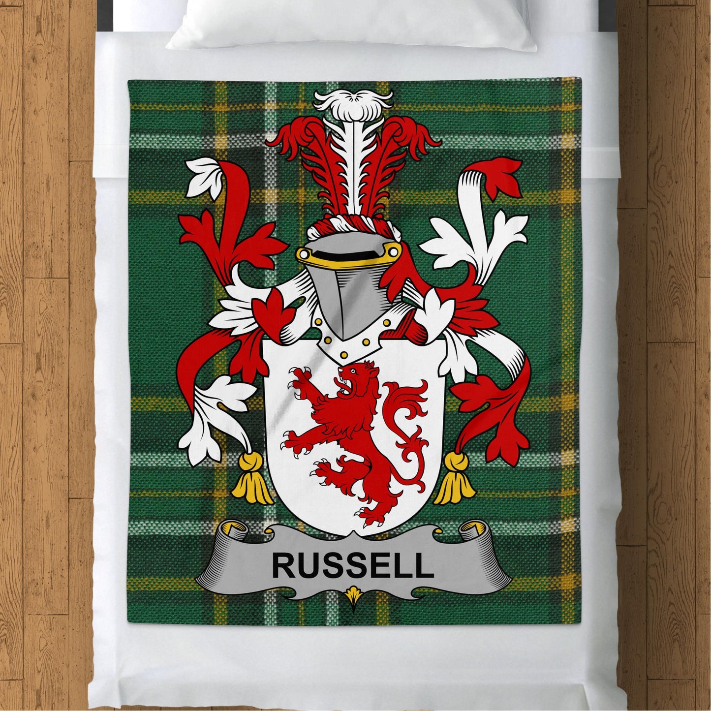 Russell Surname Irish Tartan Throw Blanket - Living Stone Gifts