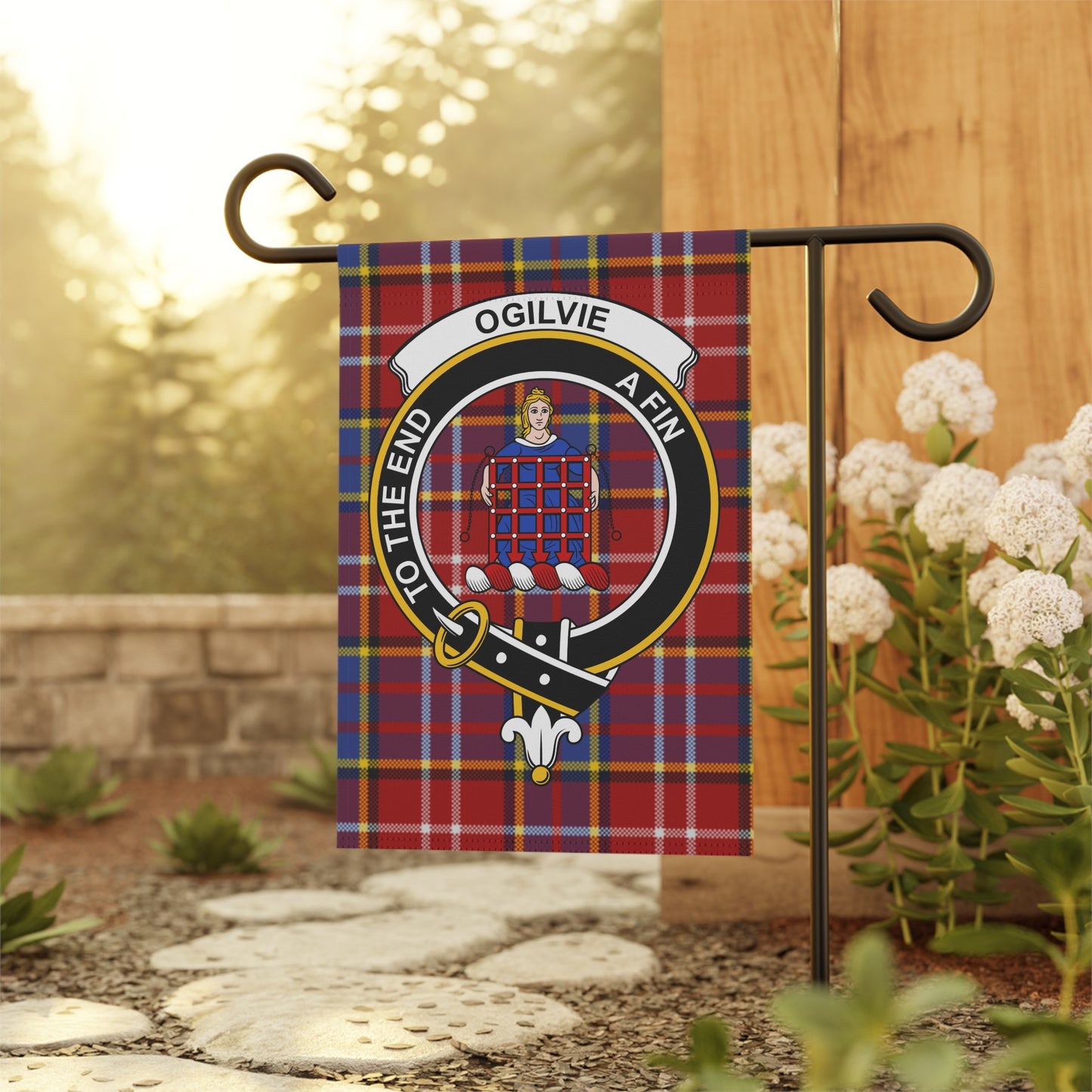 Ogilvie Clan Scottish Tartan Crest Garden Flag