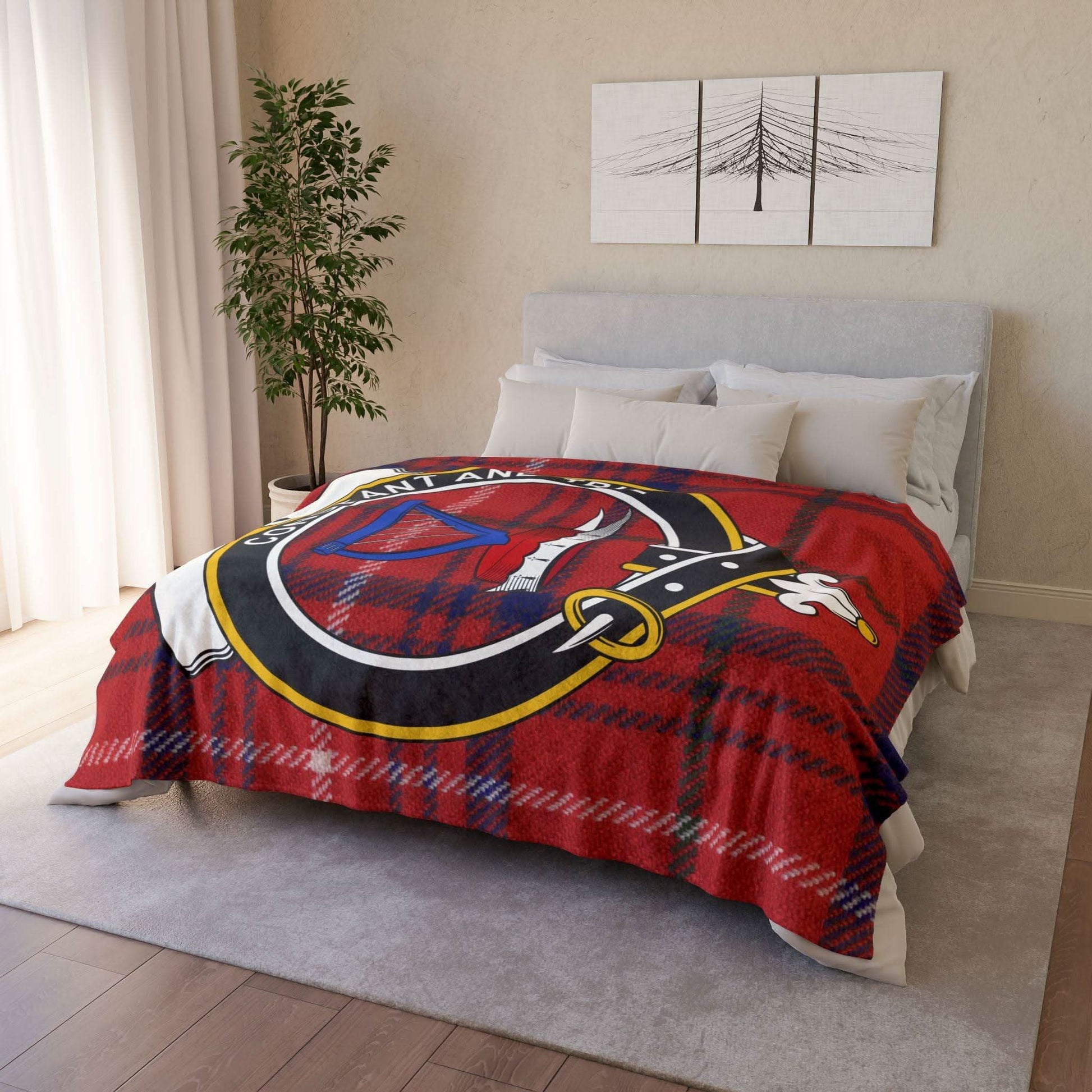 Rose Clan Tartan Blanket – Scottish Crest Throw, Soft & Cozy - Celtic Ancestry Gifts