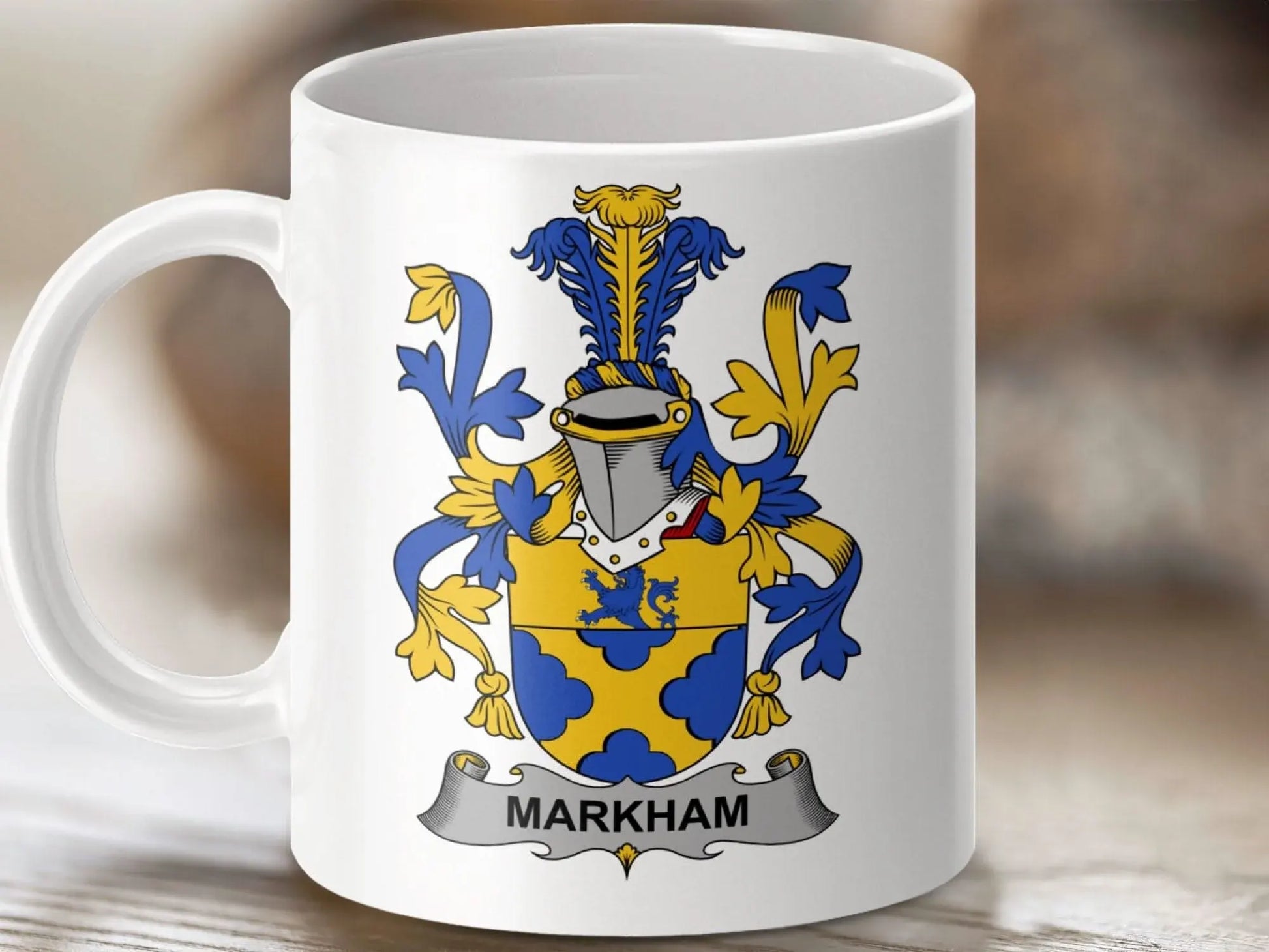Markham Surname Irish Family Crest Mug - Celtic Ancestry Gifts