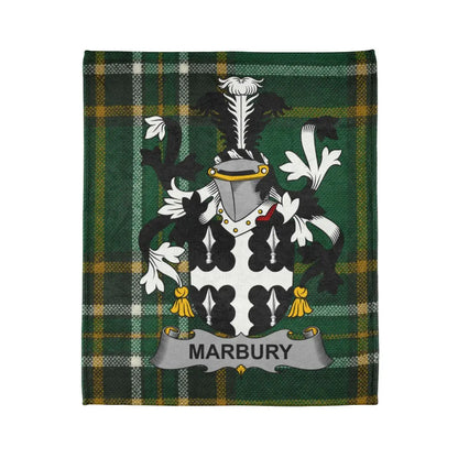 Marbury Family Crest Green Plaid Background Blanket Product