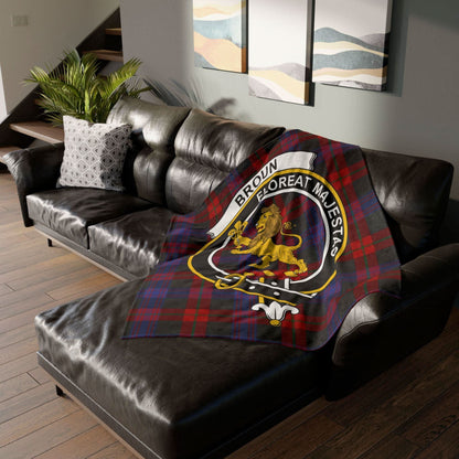 Broun Clan Crest Scottish Tartan Blanket - Celtic Ancestry Gifts