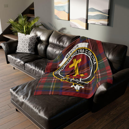 Mercer Clan Tartan Blanket – Scottish Crest Throw