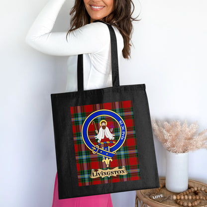 Clan Livingstons Scottish Crest Tartan Tote Bag - Living Stone Gifts