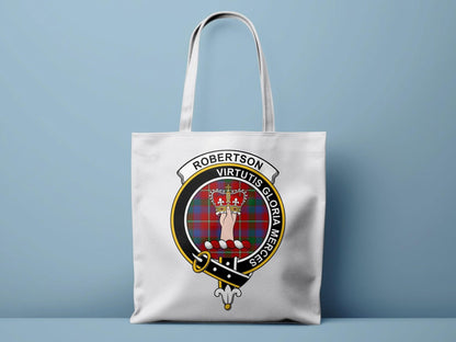 Robertson Virtutis Gloria Merces Scottish Clan Tote Bags - Celtic Ancestry Gifts