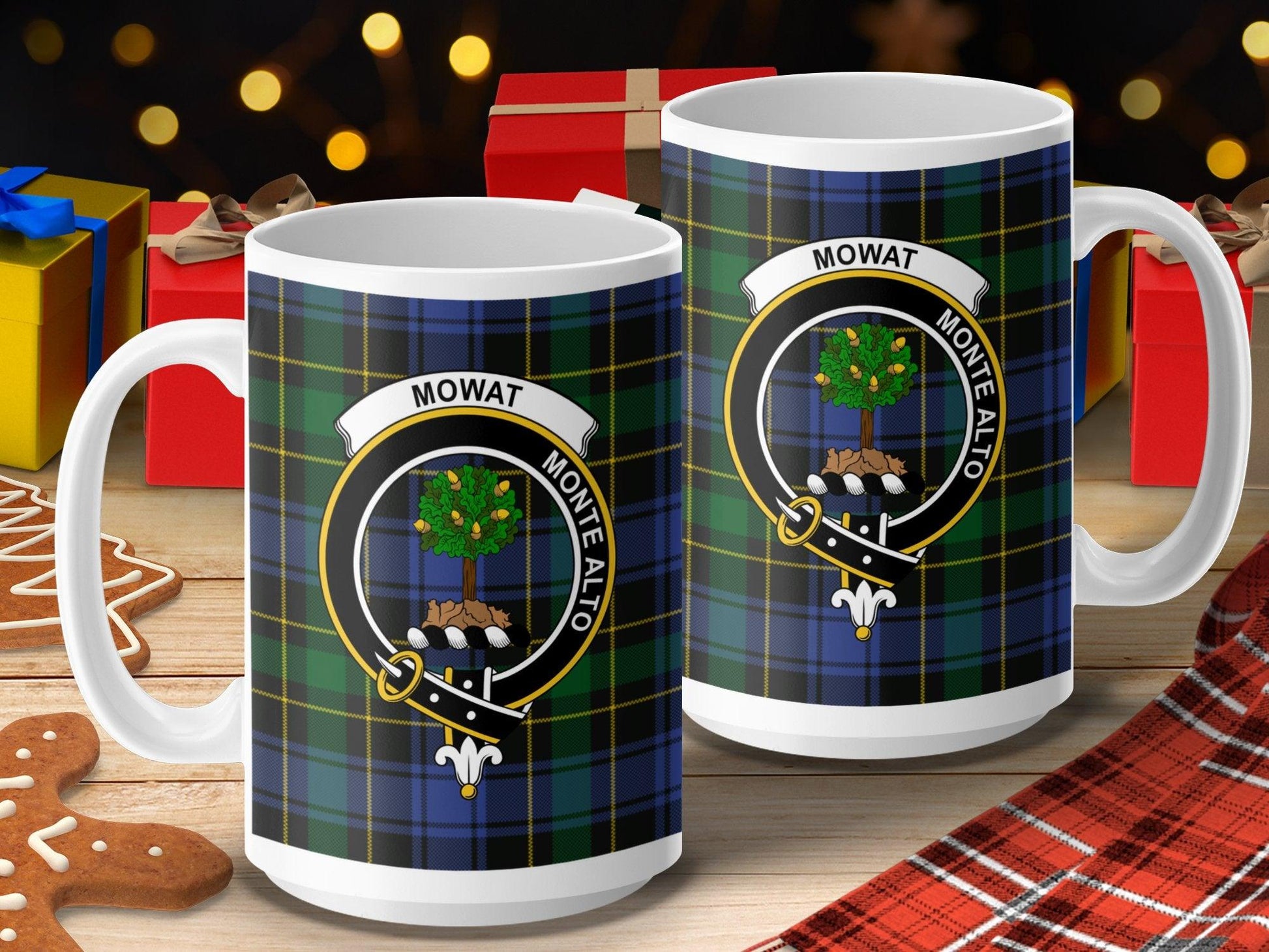 Mowat Scottish Clan Crest and Tartan Design Mug - Living Stone Gifts