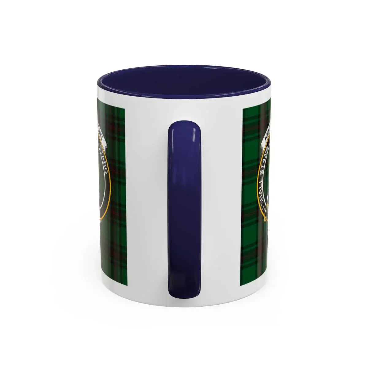 Tartan Plaid Clan Crest Mug with Blue Accent Handle