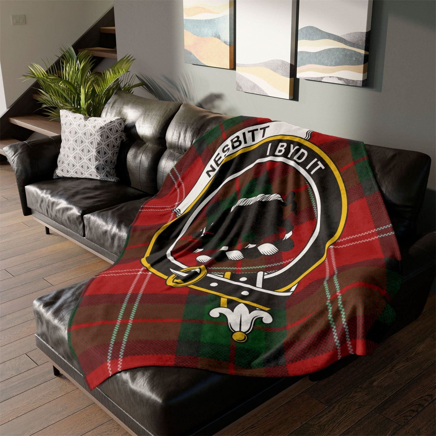 Nesbitt Clan Tartan Blanket – Scottish Crest Throw - Celtic Ancestry Gifts