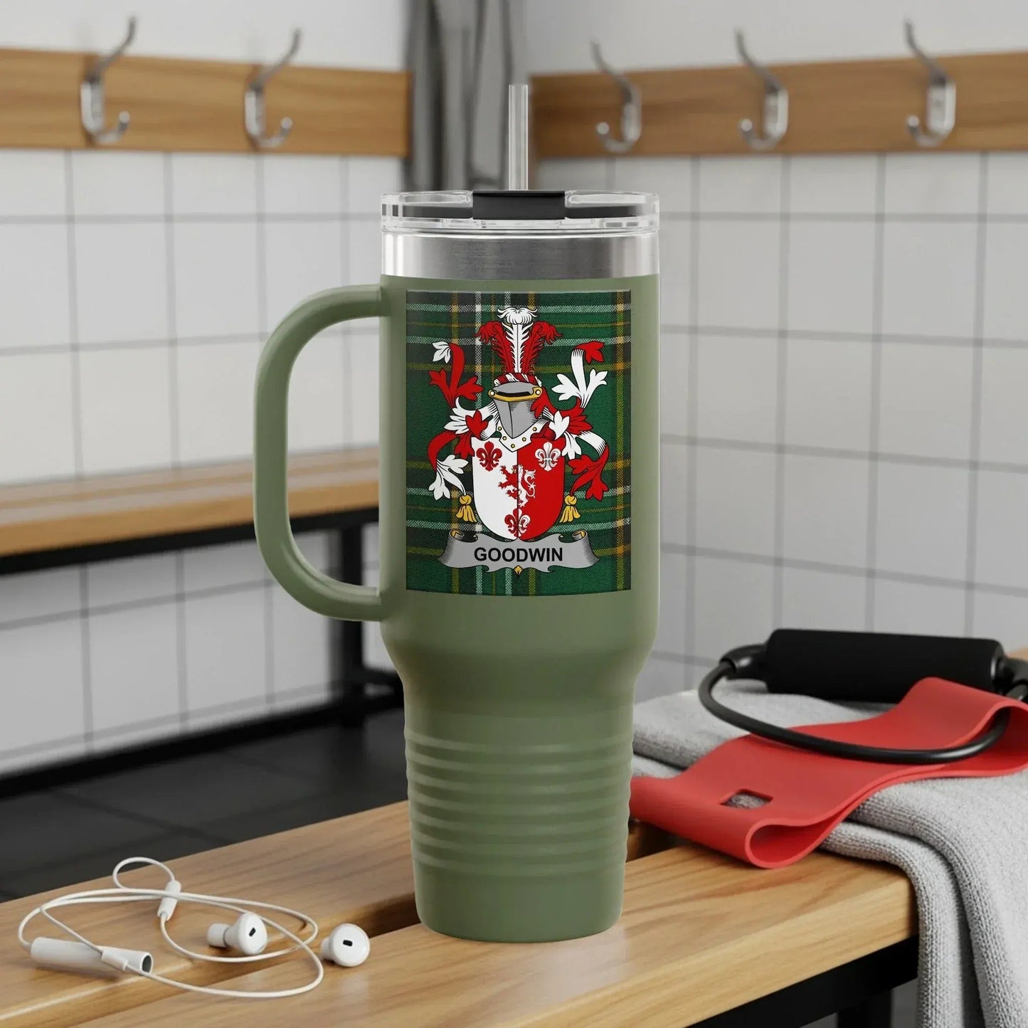 Personalized Goodwin Family Crest Travel Mug product type