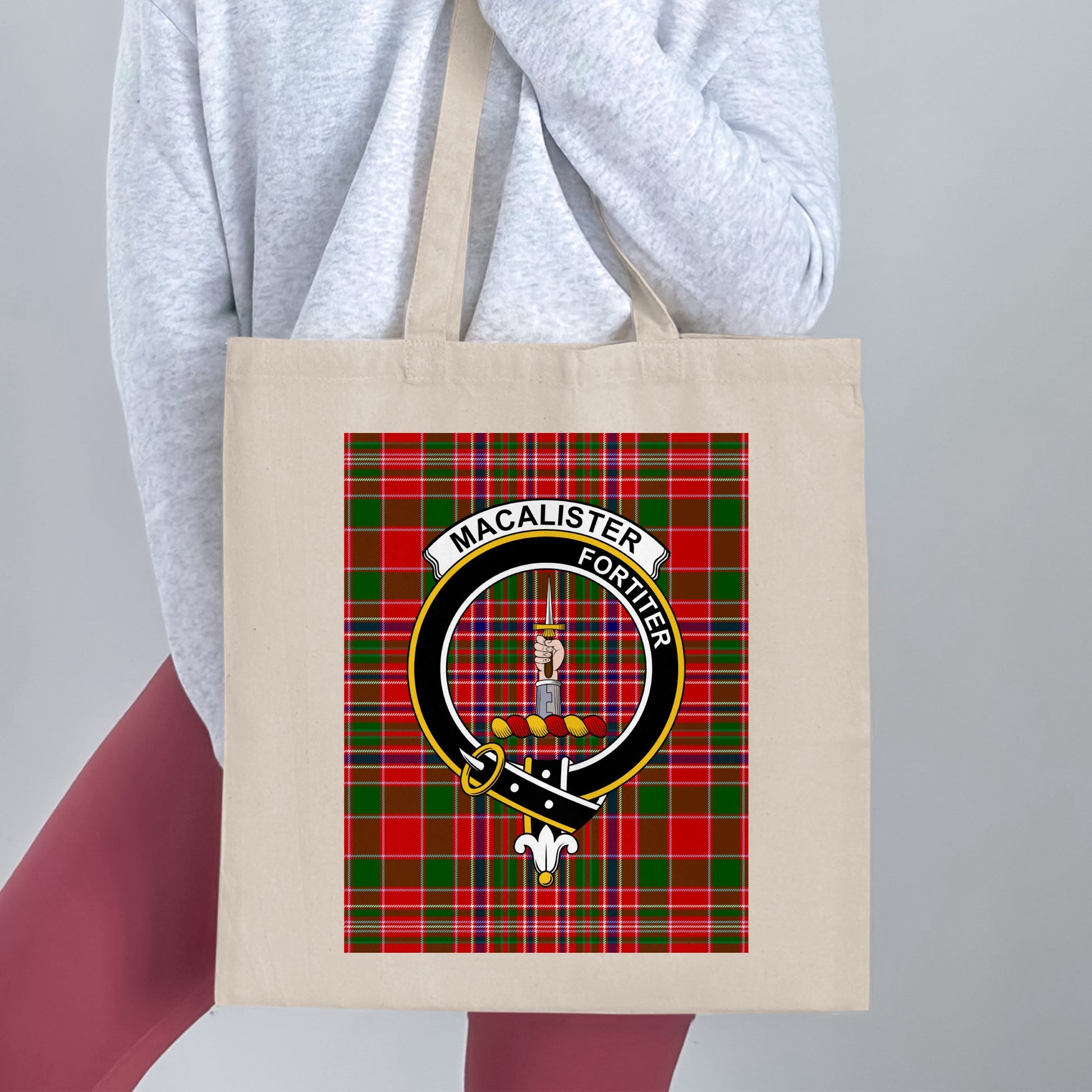 MacAlister Scottish Clan Crest Tartan Tote Bag - Living Stone Gifts