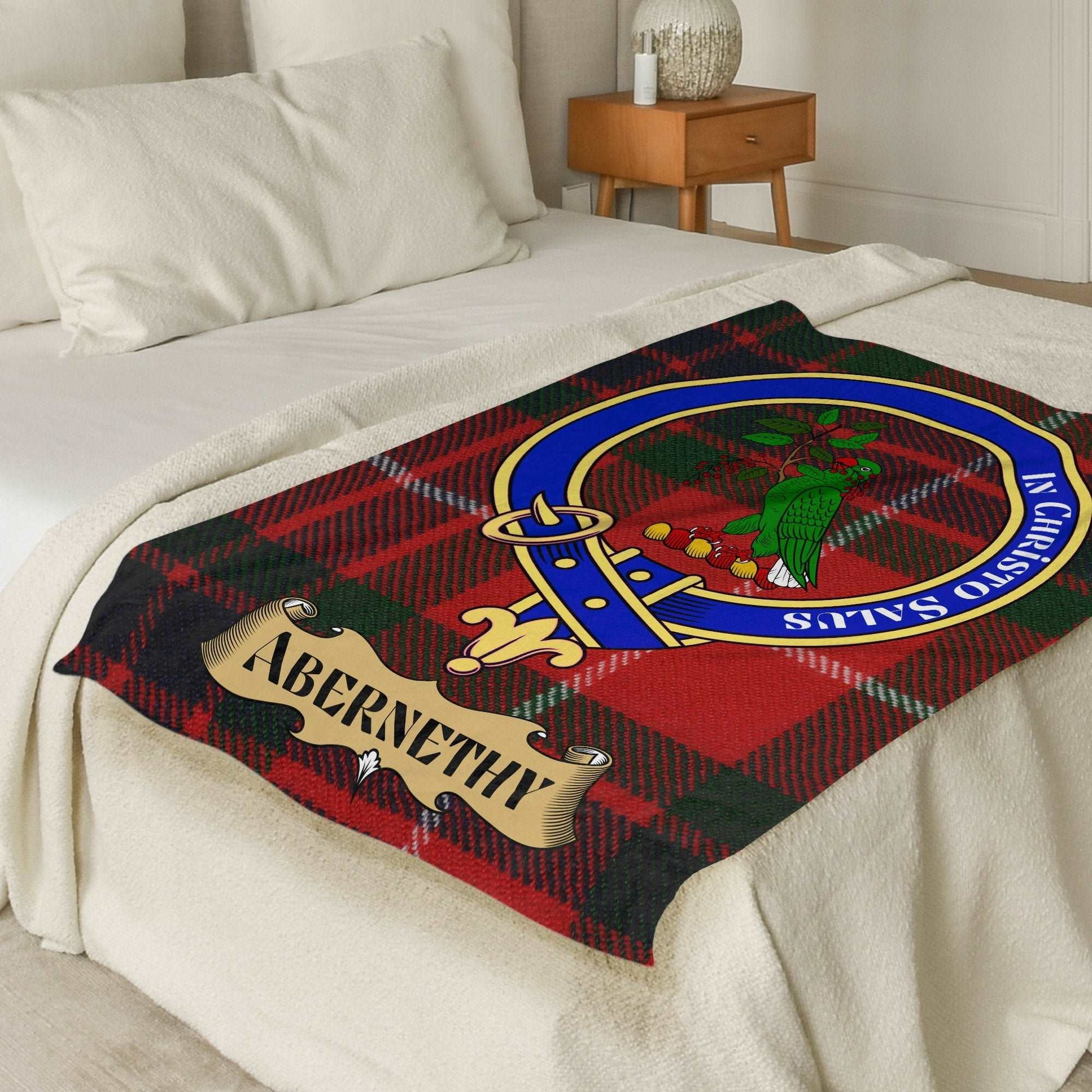 Abernethy Scottish Tartan Crest Throw Blanket - Living Stone Gifts