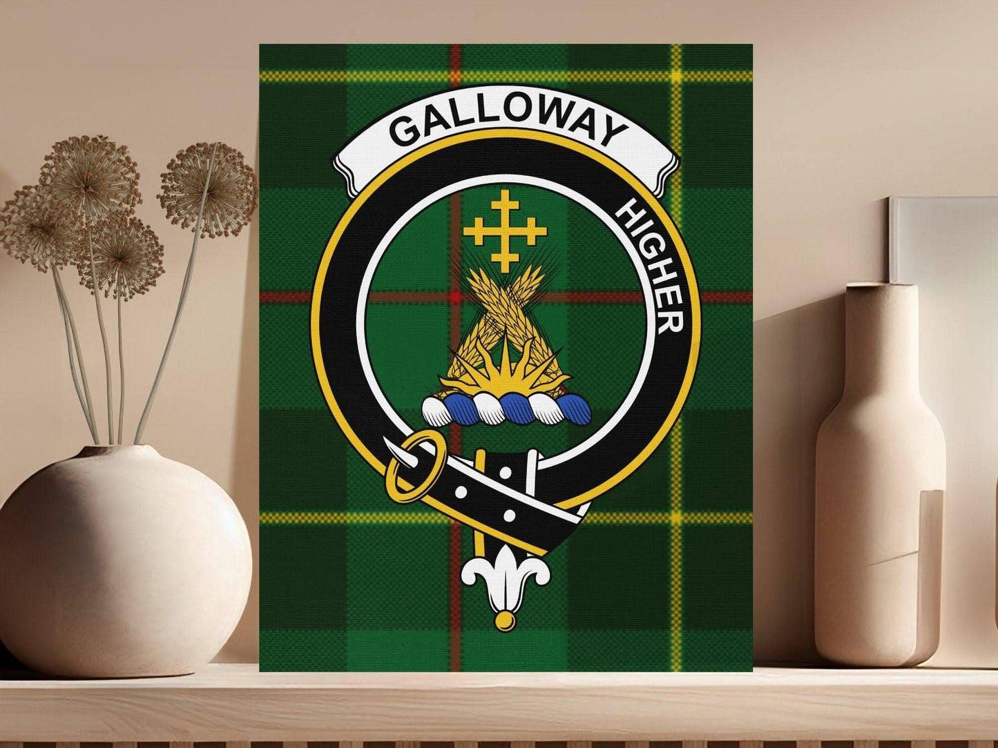 Galloway Scottish Tartan Crest Canvas - Celtic Ancestry Gifts