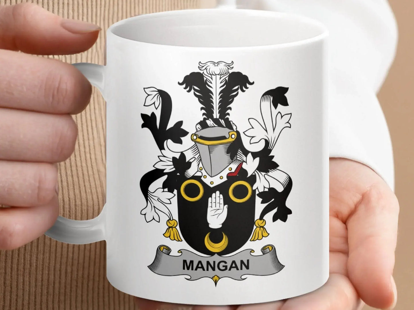 Mangan Surname Irish Family Coat of Arms Mug - Celtic Ancestry Gifts