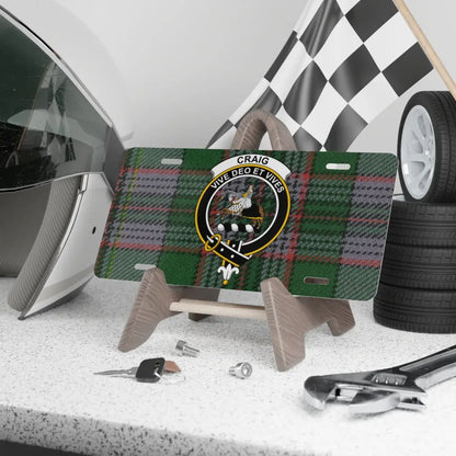 Craig Coat of Arms on Green Tartan License Plate product