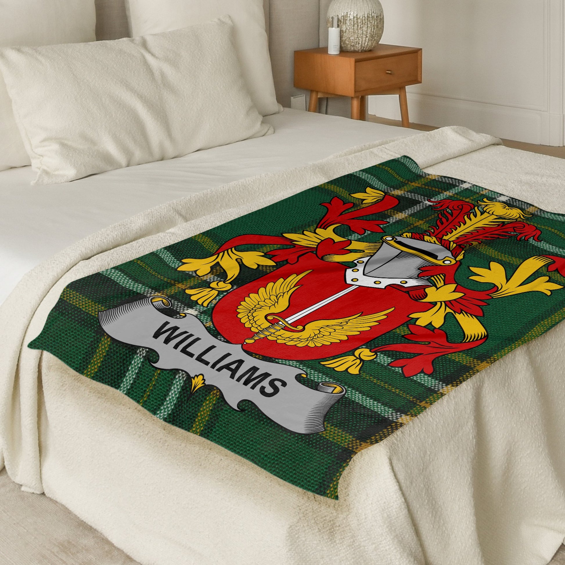 Williams Surname Irish Tartan Throw Blanket - Living Stone Gifts