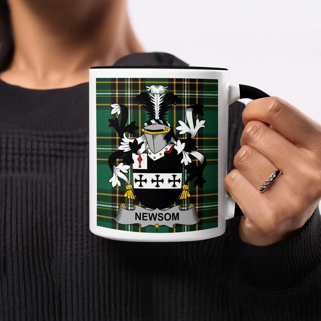Newsom Irish heritage mug with black handle and interior