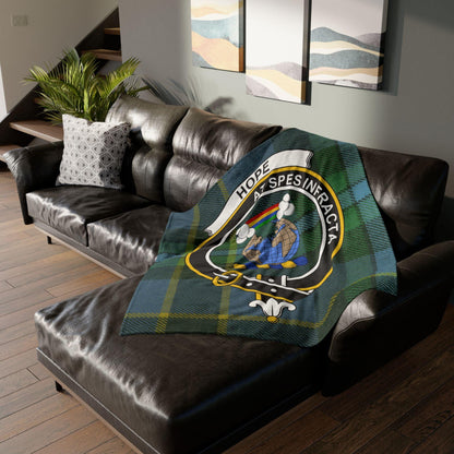 Hope Clan Tartan Blanket – Scottish Crest Throw, Soft & Cozy