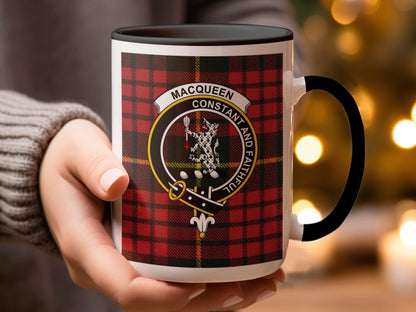 MacQueen Scottish Clan Crest Tartan Design Mug - Living Stone Gifts