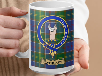 Clan Cathcart Scottish Tartan Crest Mug - Living Stone Gifts