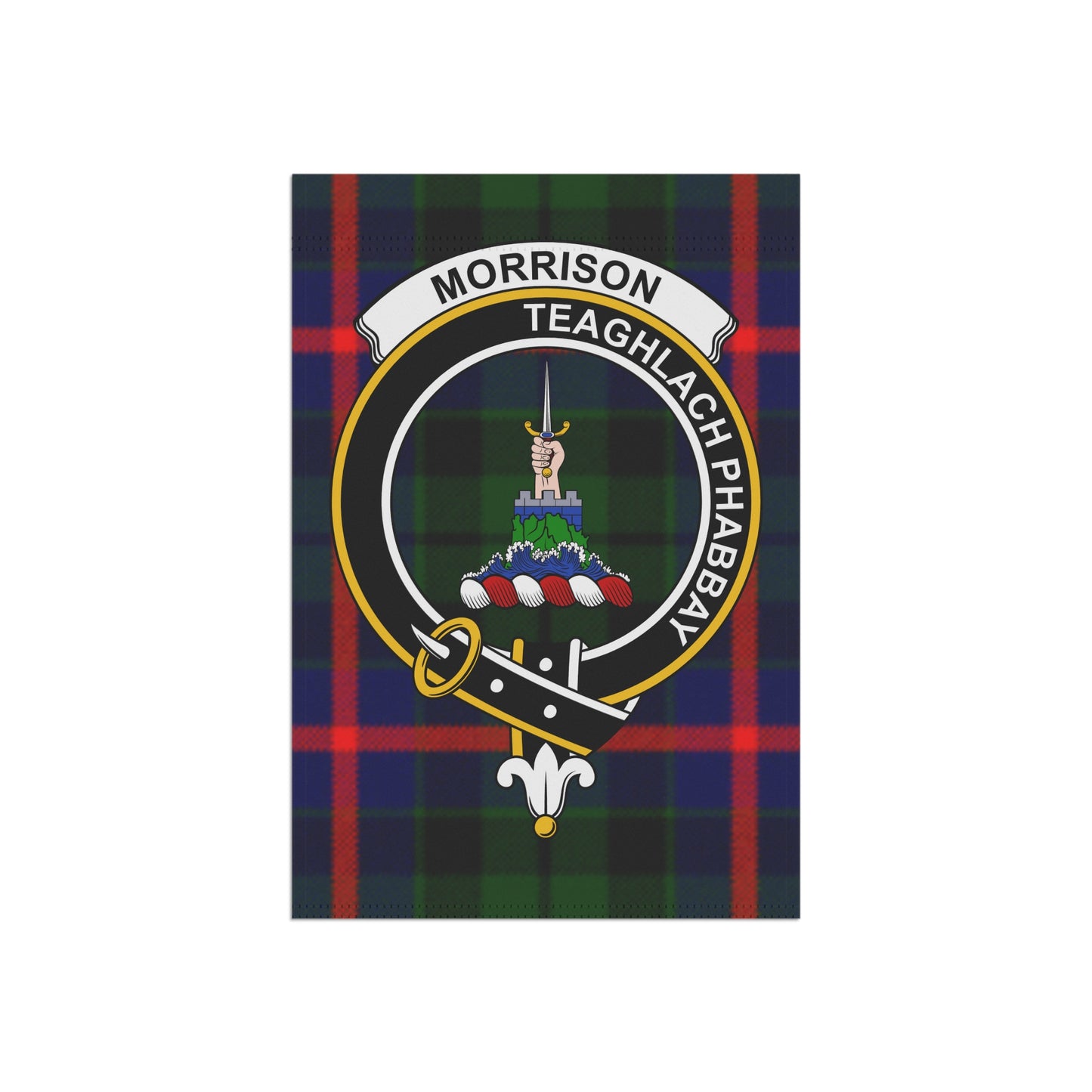 Morrison Clan Scottish Tartan Crest Garden Flag